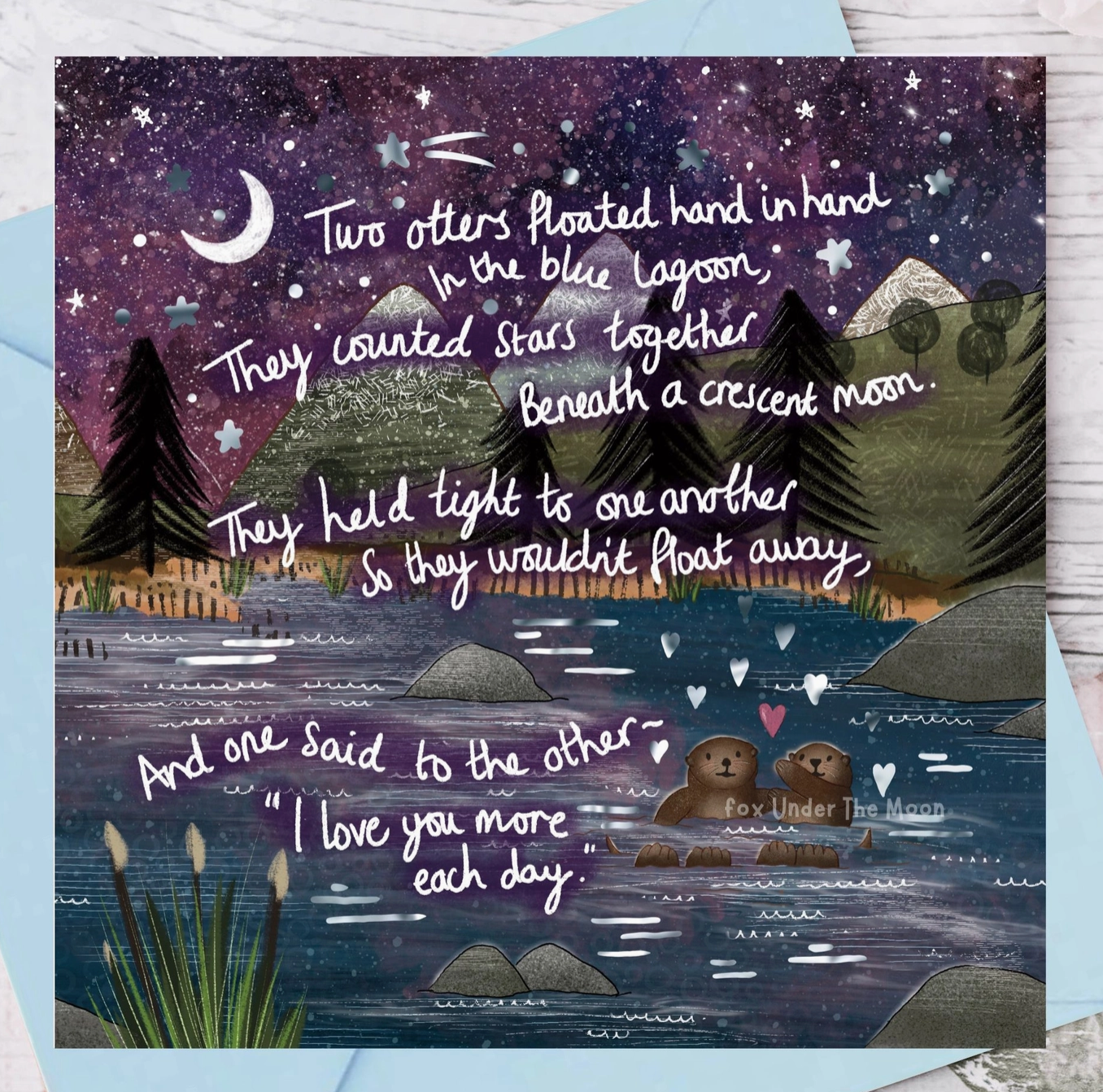 Hand in Hand - Foiled Greeting Card By Fox Under The Moon