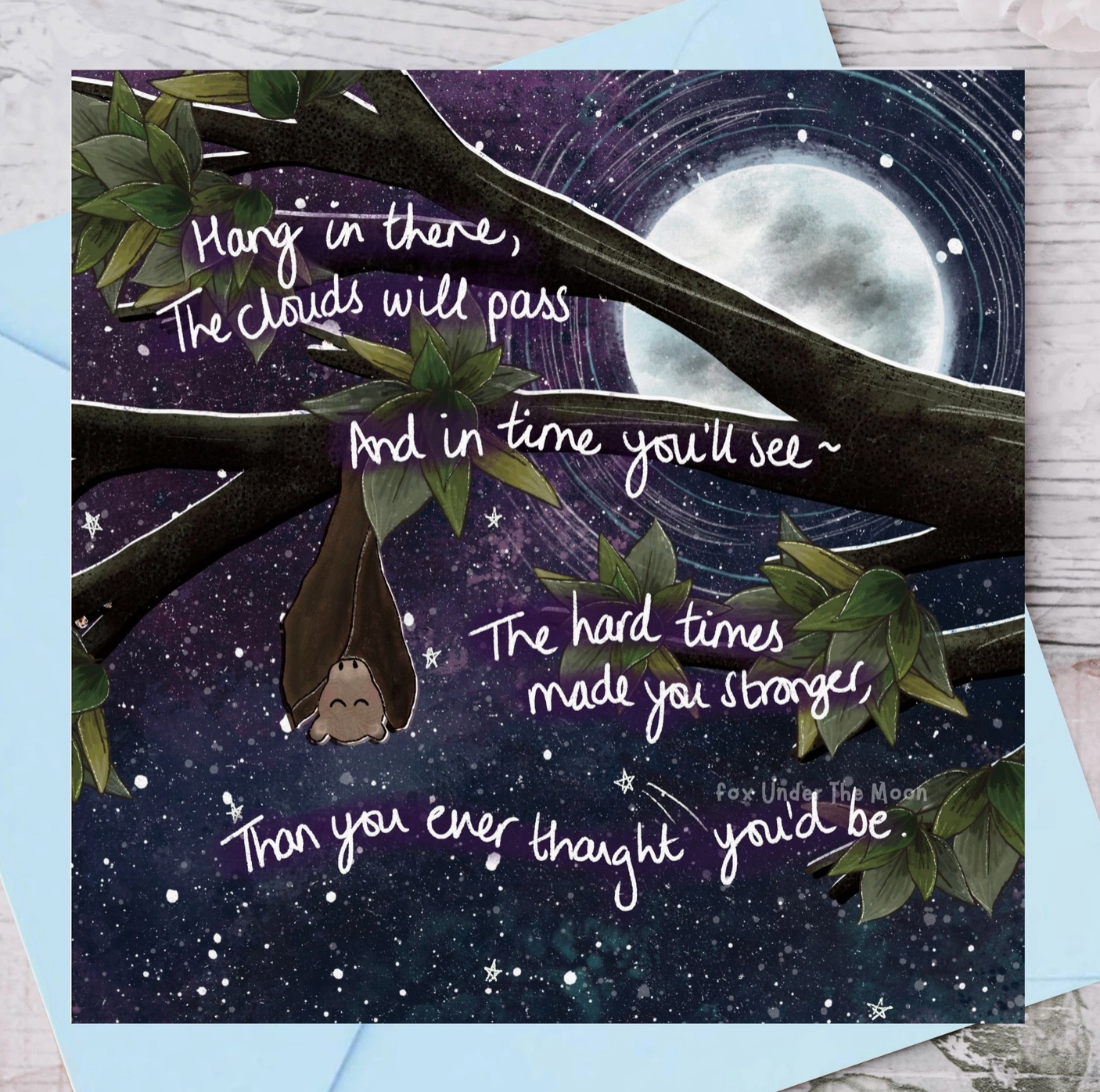 Hang in There - Foiled Greeting Card By Fox Under The Moon