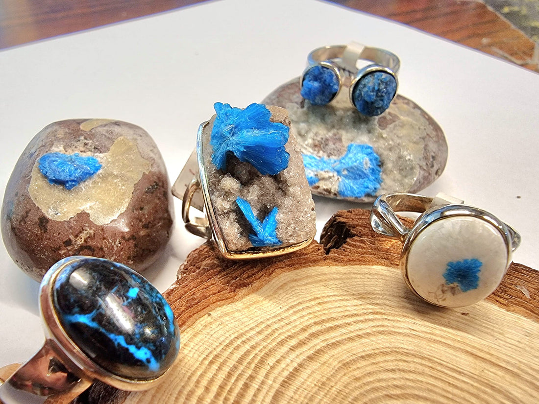 Cavansite jewellery and specimens for sale