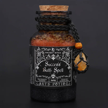 Ancient Witch Bath Spell Potion with Citrine Crystal Amulet - Success