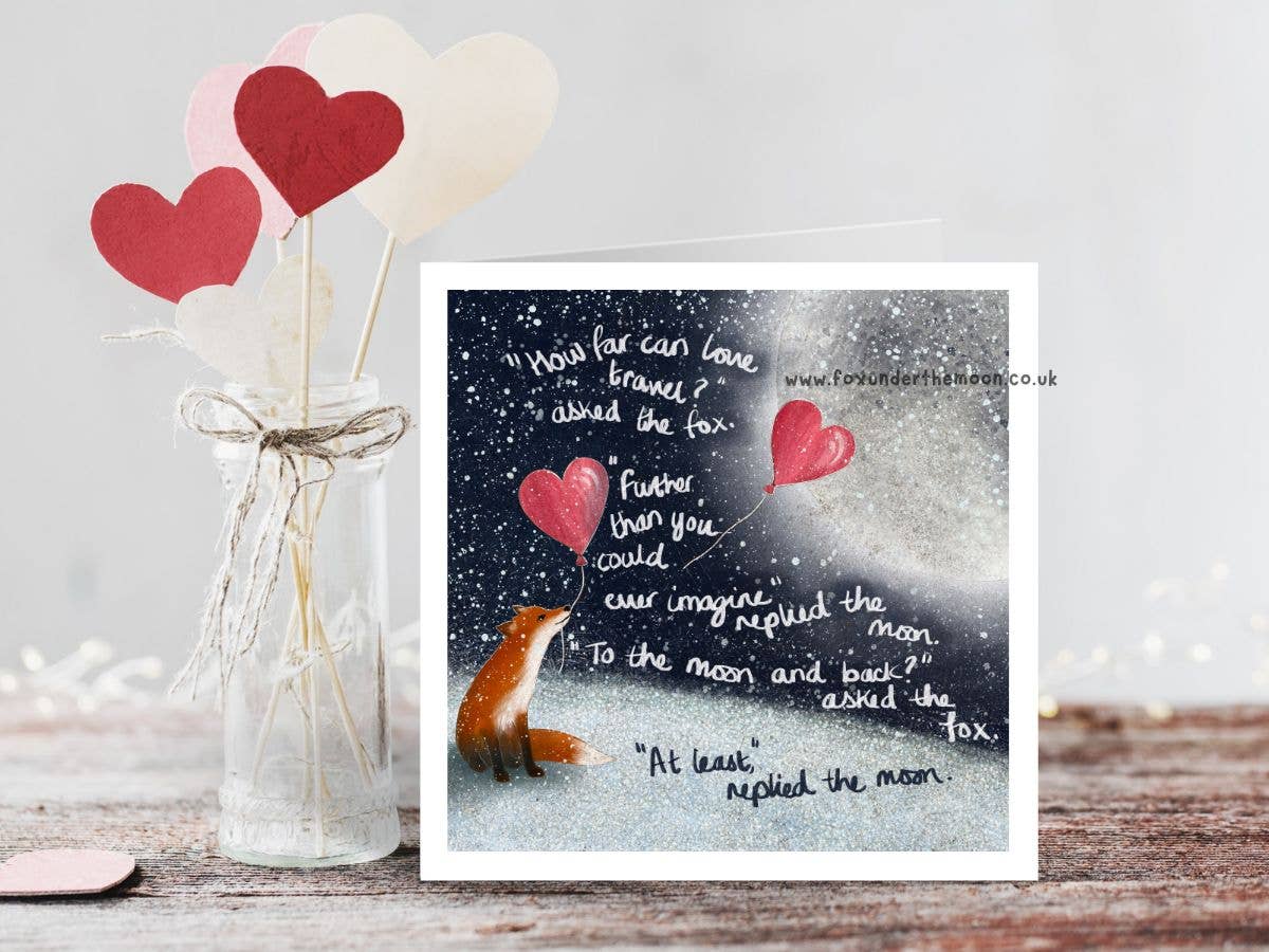 "To The Moon & Back" Love Card by Fox Under The Moon: Naked (no cello wrapping)