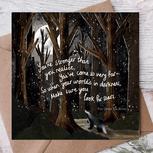 'Look For Stars' - Greeting Card by Fox Under The Moon: Naked (no cello wrapping)