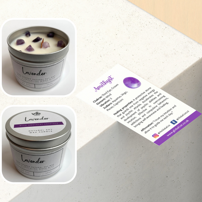 Aluminium Tin Candle: Lavender with Amethyst