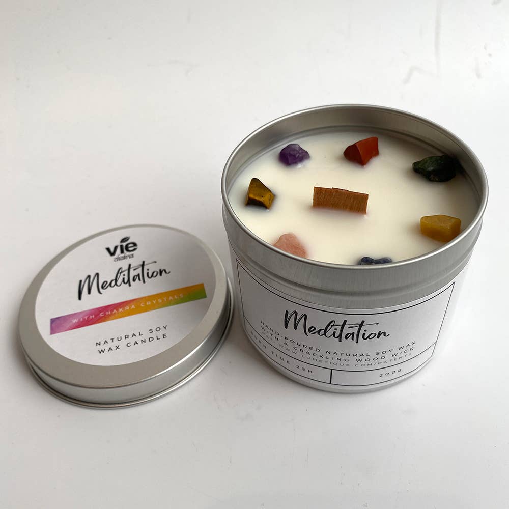Aluminium Tin Candle: Meditation with 7 Chakra