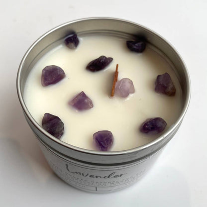Aluminium Tin Candle: Lavender with Amethyst