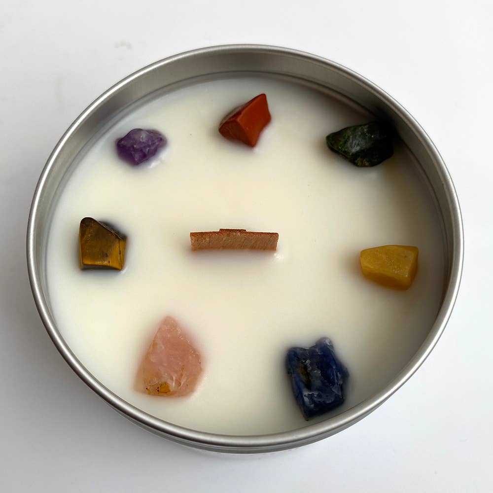 Aluminium Tin Candle: Meditation with 7 Chakra