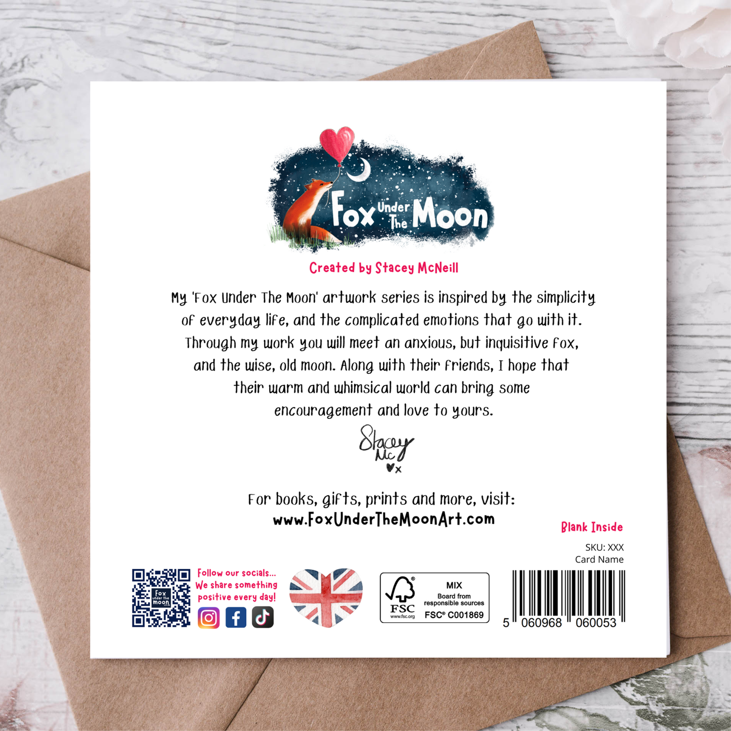 “A Lifetime” Love & Family Greeting Card by Fox Under The Mo: Naked (no cello wrapping)