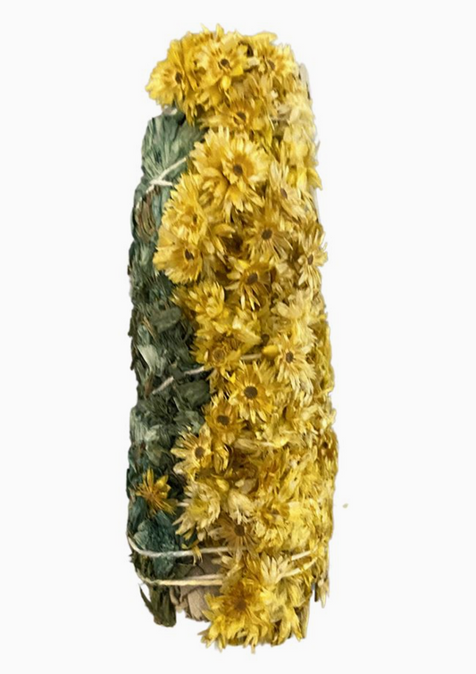 Sage green and yellow sinuata flower smudging sticks