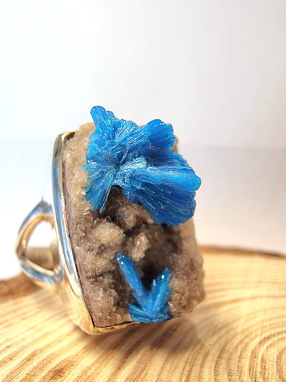 Stunning Raw Cavansite ring size P/Q