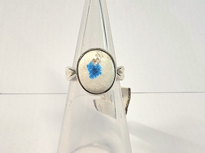 Polished Cavansite 925 Silver Ring Size N/O