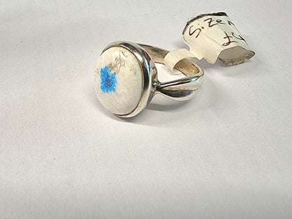 Polished Cavansite 925 Silver Ring Size N/O