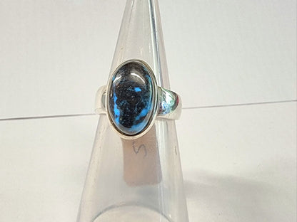 Mesmerising Polished Cavansite Ring Size S