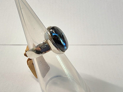 Mesmerising Polished Cavansite Ring Size S