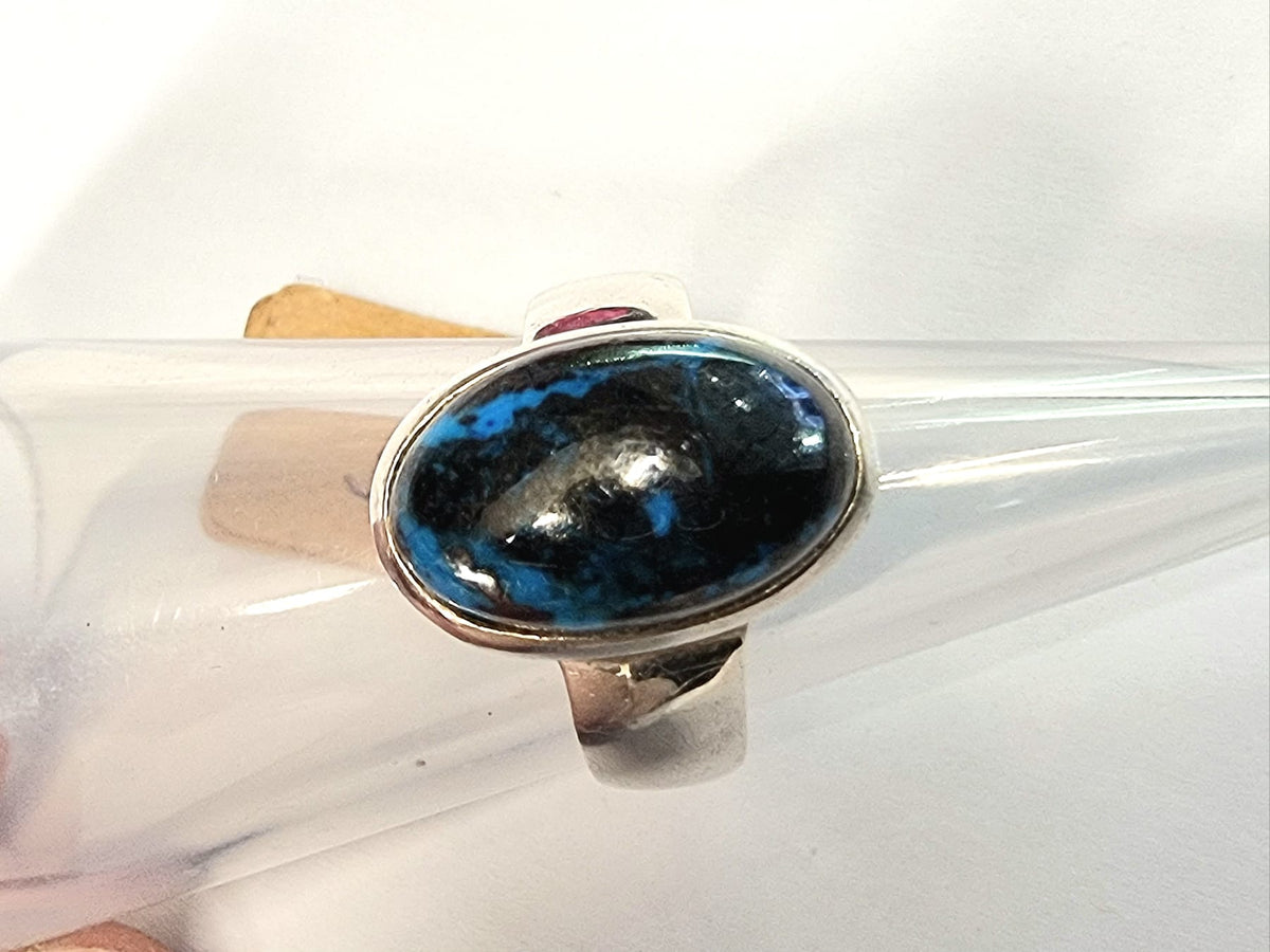Mesmerising Polished Cavansite Ring Size S