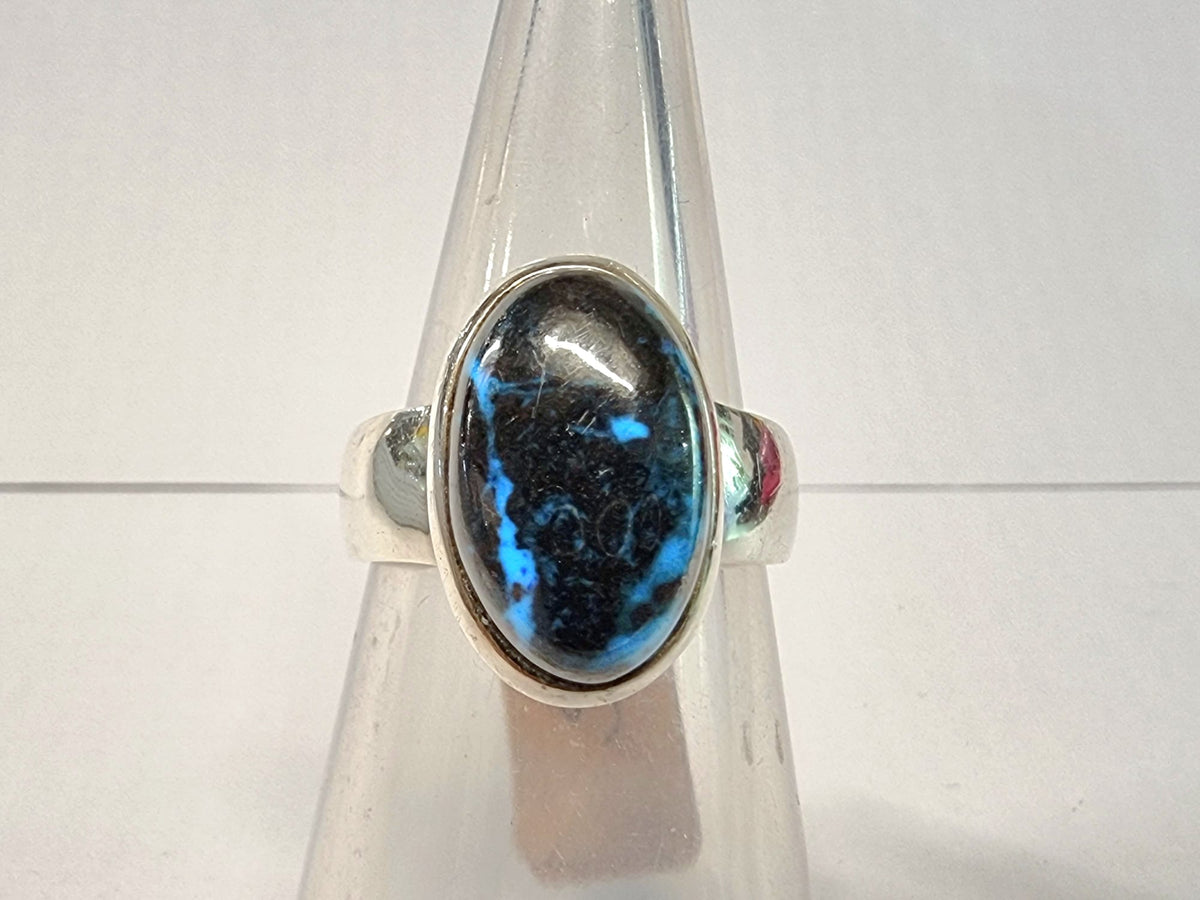 Mesmerising Polished Cavansite Ring Size S