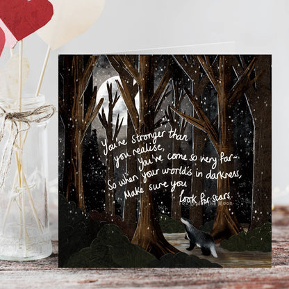 'Look For Stars' - Greeting Card by Fox Under The Moon: Naked (no cello wrapping)