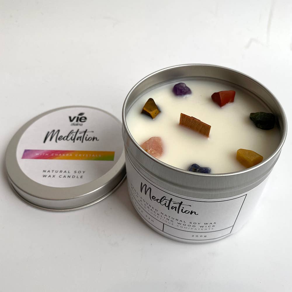 Aluminium Tin Candle: Meditation with 7 Chakra