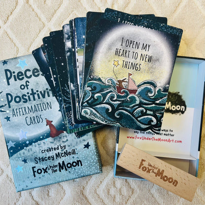 Positive Affirmation Cards - set of 54 + Wooden Stand