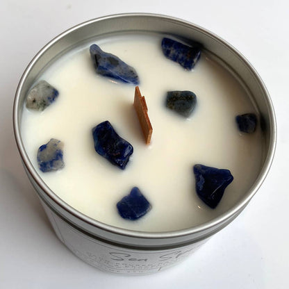 Aluminium Tin Candle: Sea Spray with Sodalite