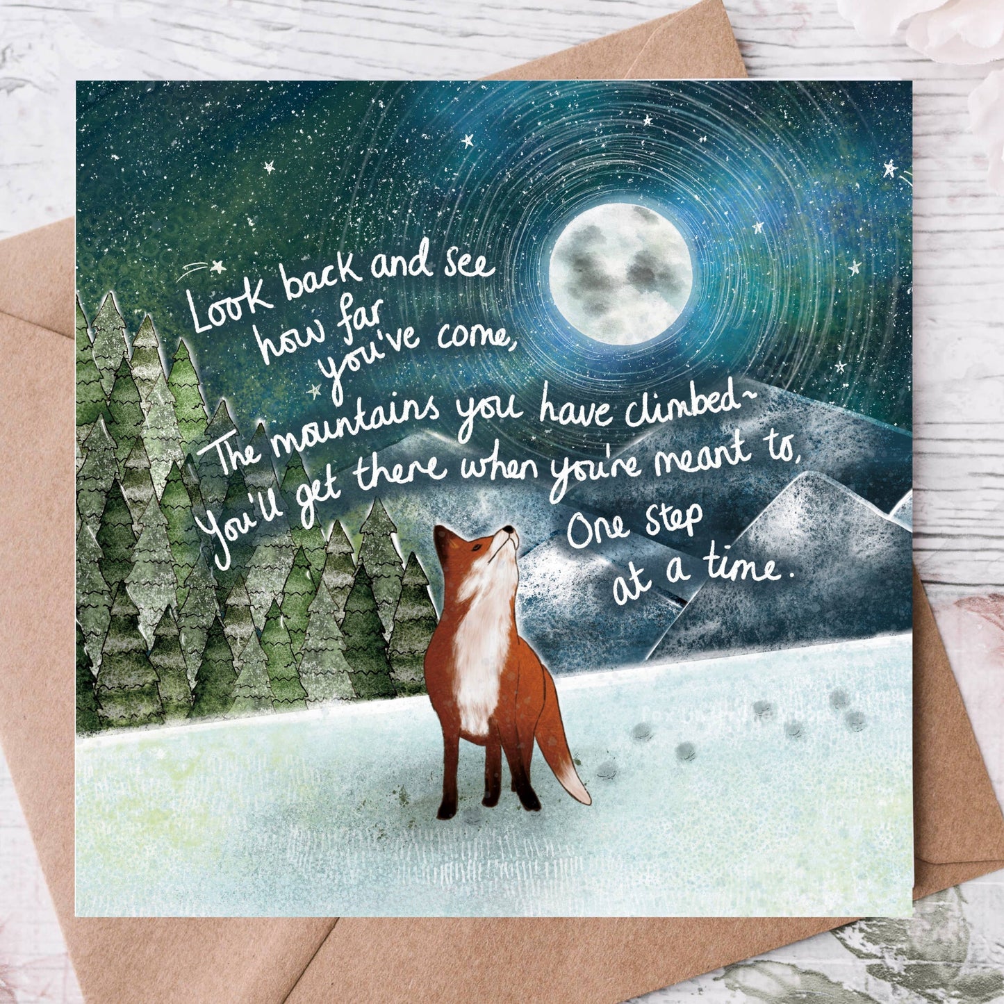 'Mountains' - Greeting Card by Fox Under The Moon: Naked (no cello wrapping)