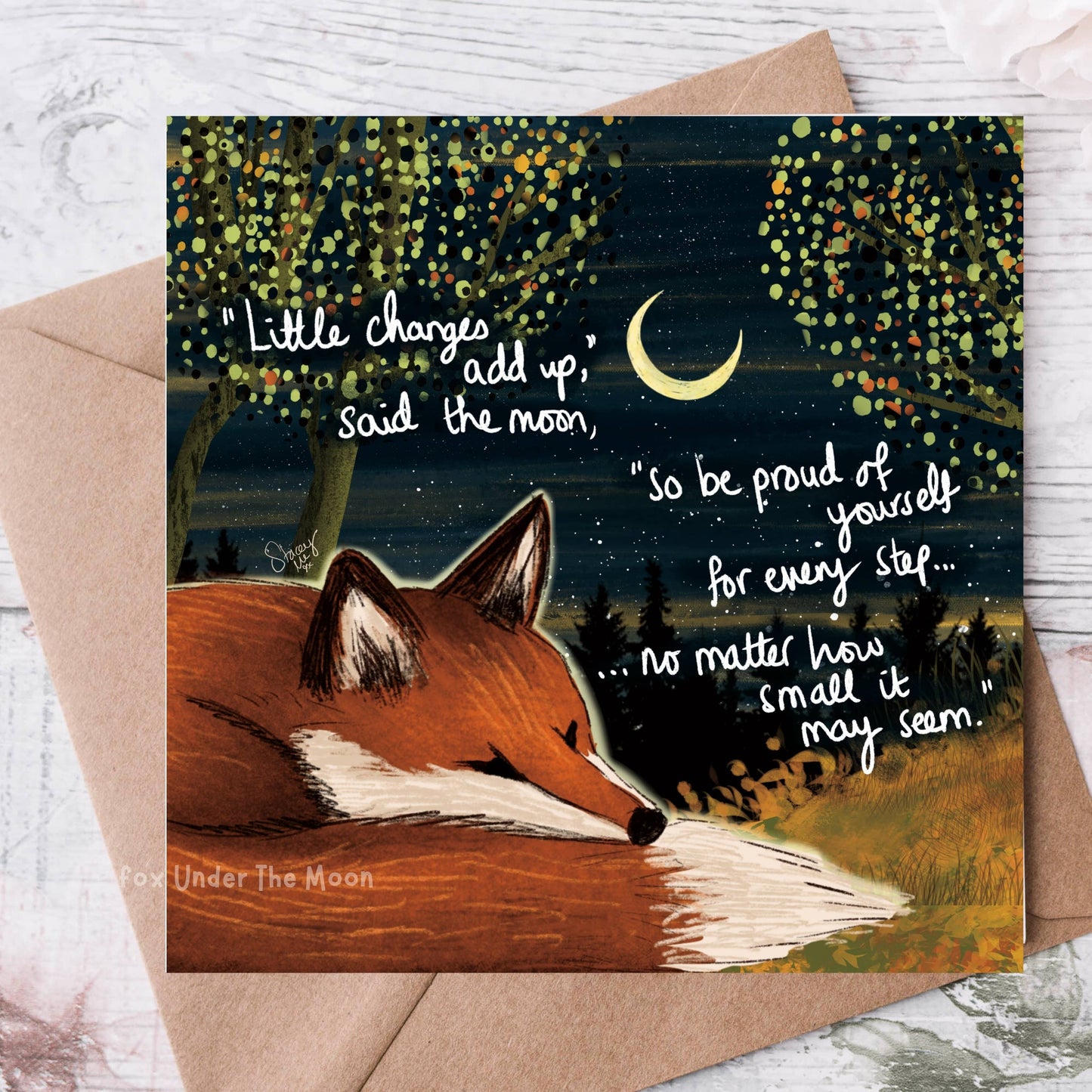 'Little Changes' - Greeting Card From Fox Under The Moon: Naked (no cello wrapping)